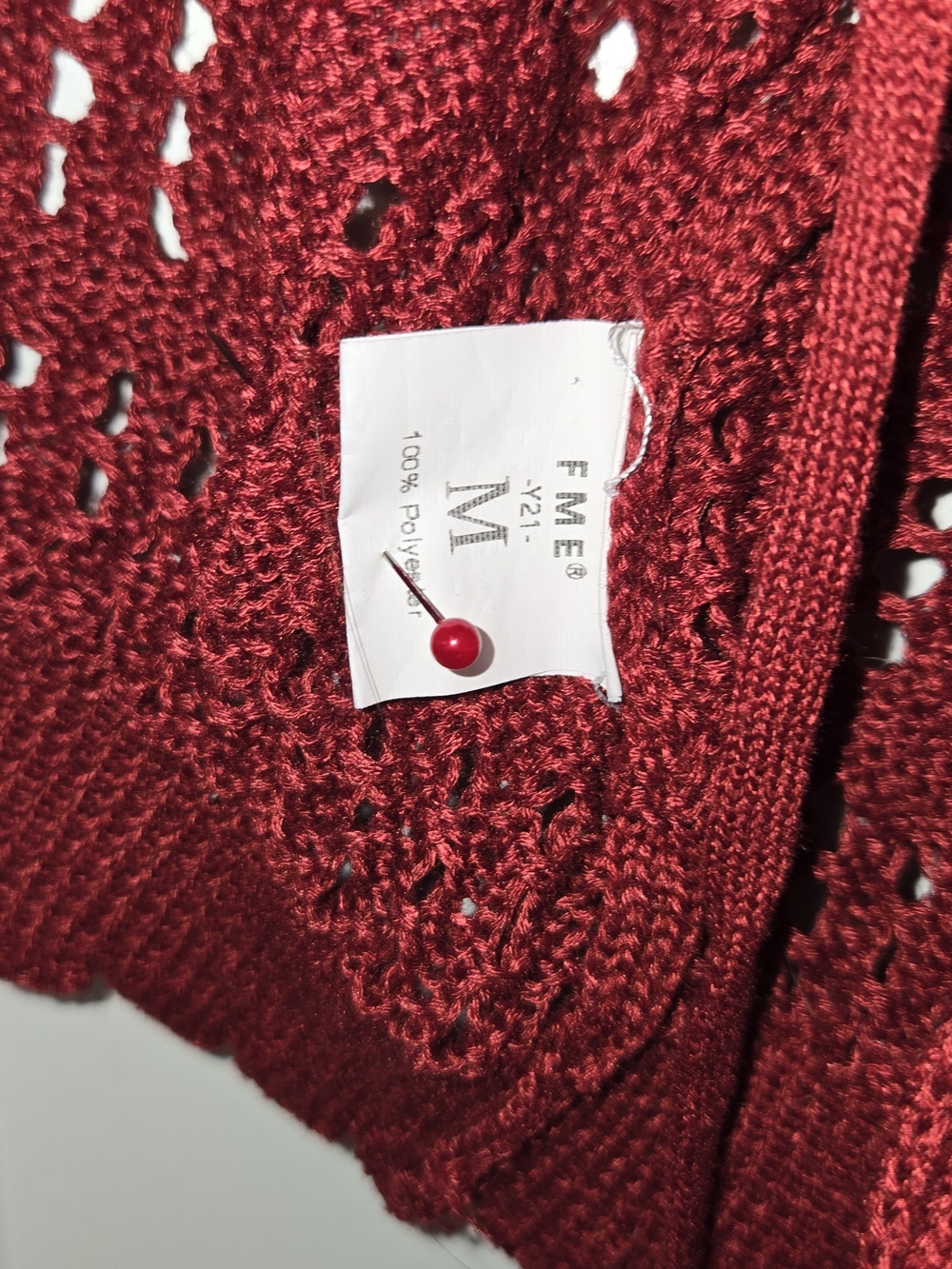 ME Makeover Essentials Open-Knit Tie-Front Cropped Cardigan - Red - Picture 2 of 3